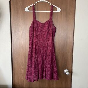 VINTAGE All That Jazz Deep Burgundy Wine Lace A-Line Dress